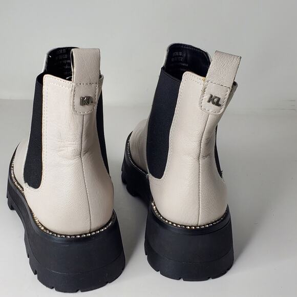 Karl Lagerfeld Paris Mayde Women's leather rhinestone white Chelsea boots Size 8 - Picture 11 of 13